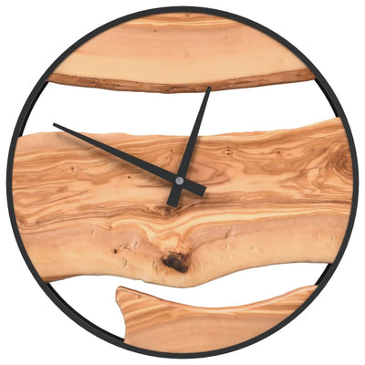 Reloj de pared Vidaxl Ø35 cm de hierro y madera de oliva marrón