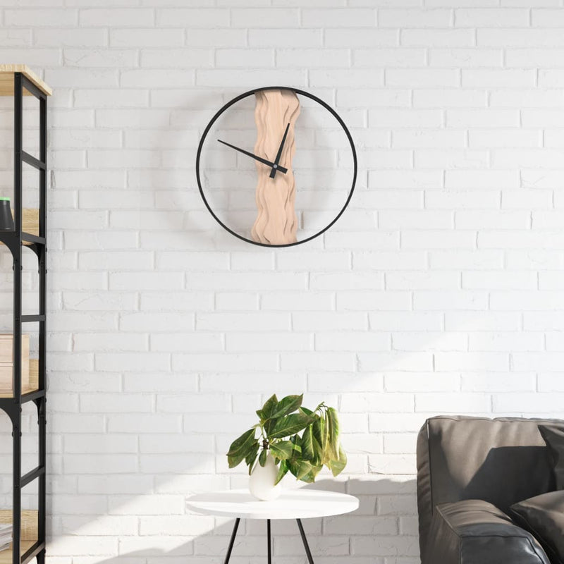 Reloj de pared Vidaxl Ø35 cm de hierro y roble marrón