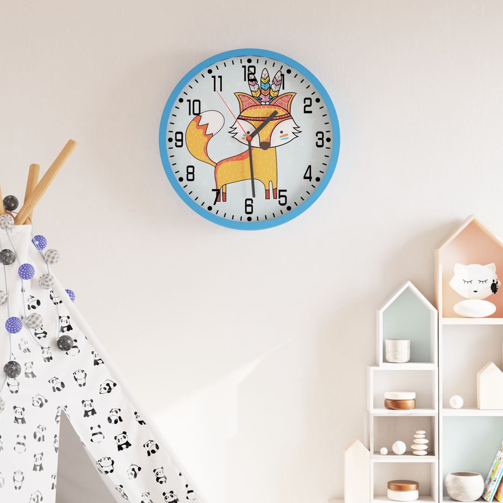 Orologio da parete Vidaxl Ø25,5 cm Polistirene e blu di vetro