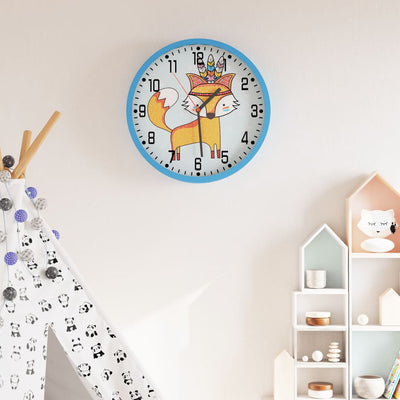 Reloj de pared Vidaxl Ø25.5 cm de poliestireno y azul de vidrio