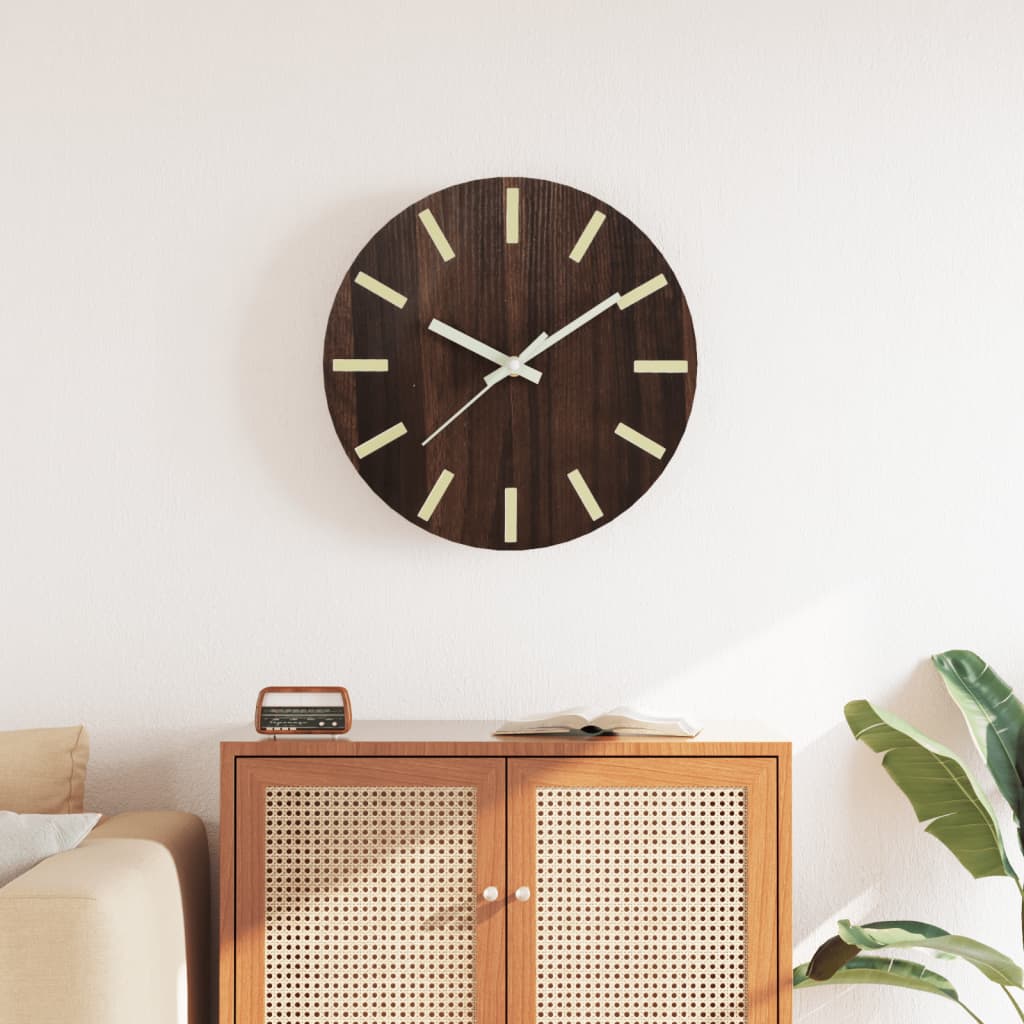 Orologio da parete Vidaxl con quadrante luminoso e mani Ø30 cm marrone