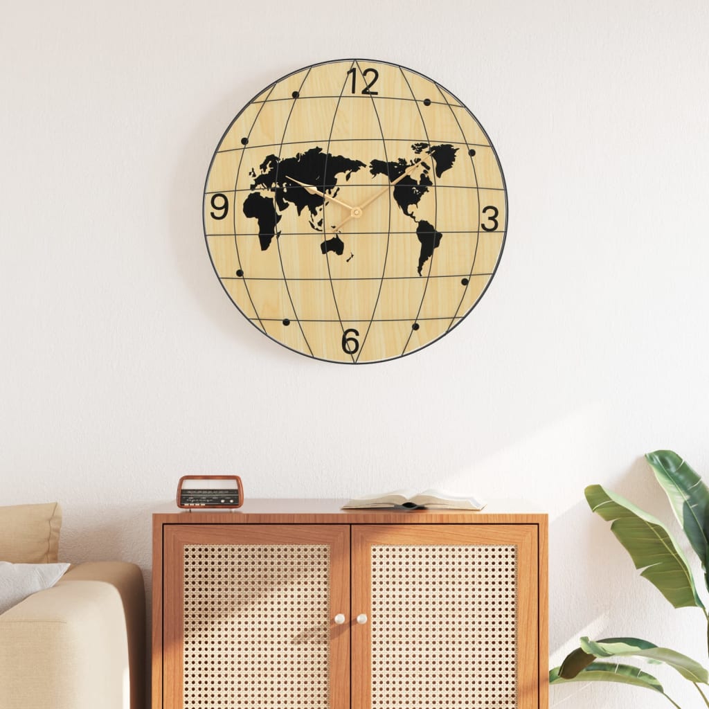 Reloj de pared Vidaxl Ø50 cm Madera procesada Amarillo y negro