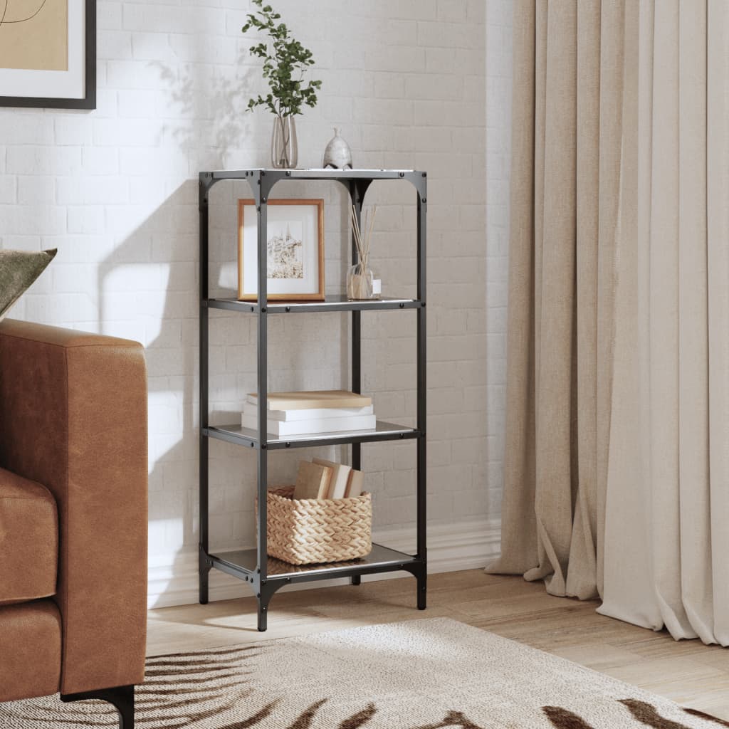 Rack di stoccaggio vidaxl con vetro nero top 40x30x95 cm acciaio