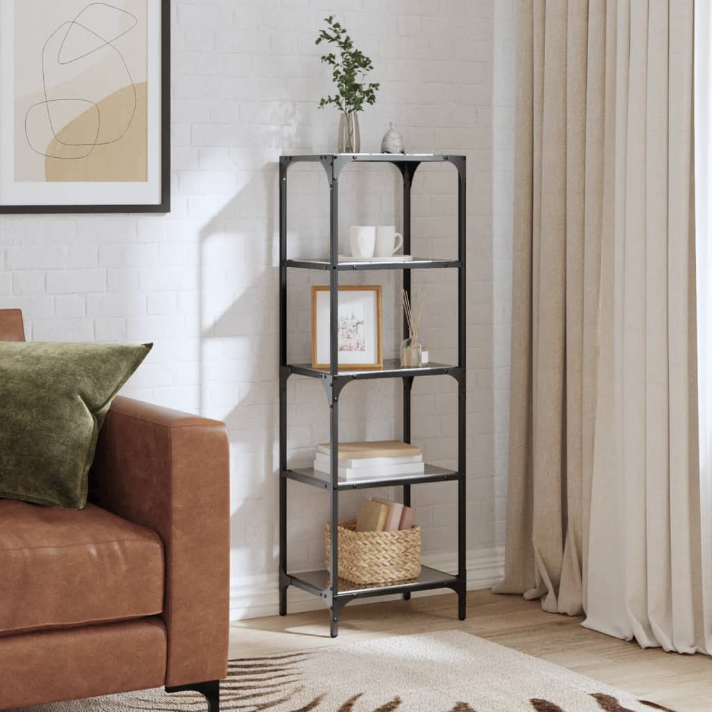 Vidaxl Storage Rack con vidrio negro 40x30x123 cm de acero