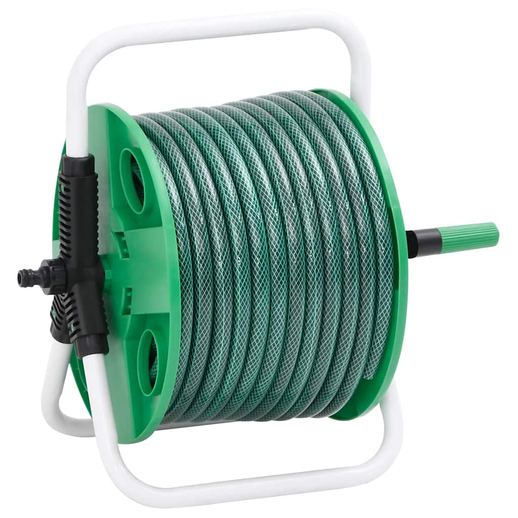 Avvolgitubo Vidaxxl con set di raccordi per tubo 0,5 50 m autoportante PVC verde