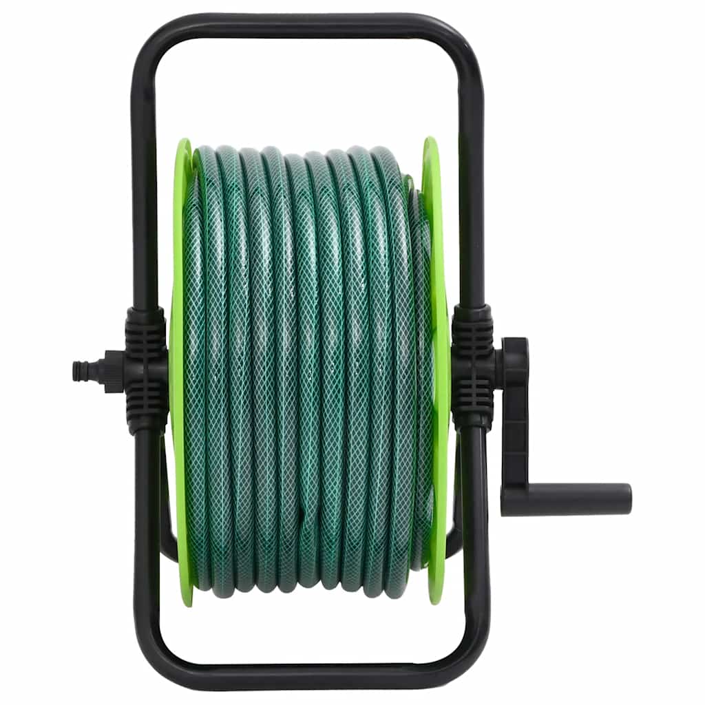 Vidaxxl enrollador de manguera con juego de acoplamiento de manguera 0,5 30 m independiente PVC verde
