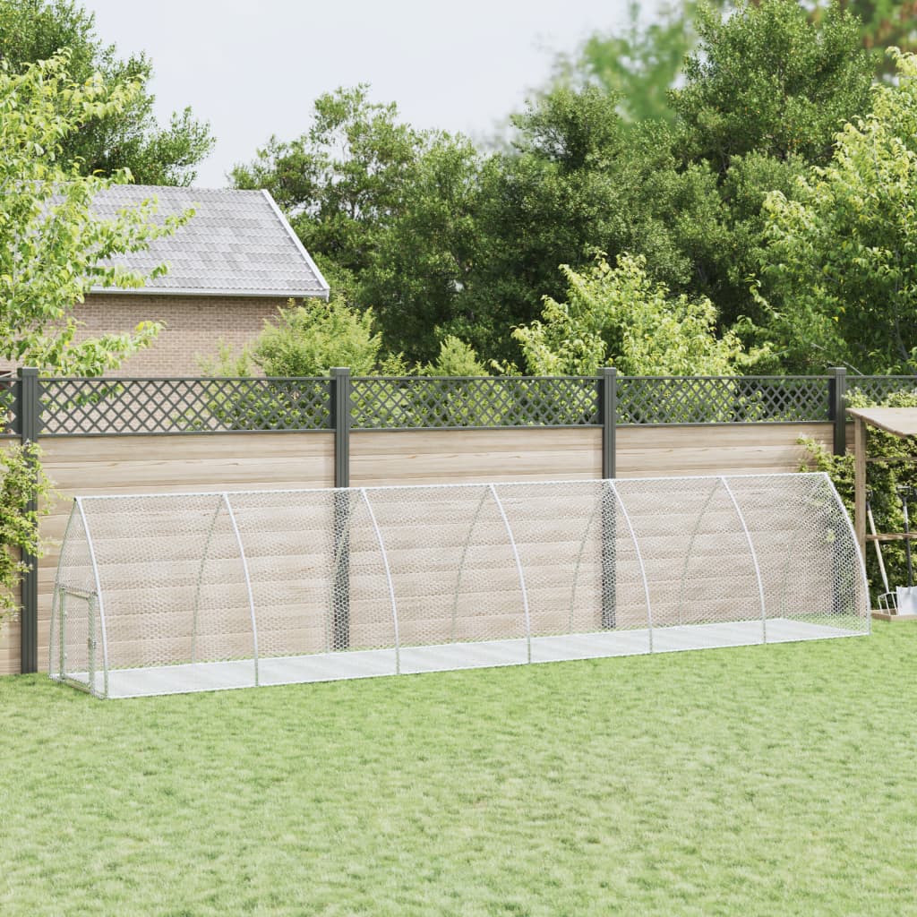 Vidaxl Rabbit Hutch 600x1055x120 cm de acero galvanizado de color plateado
