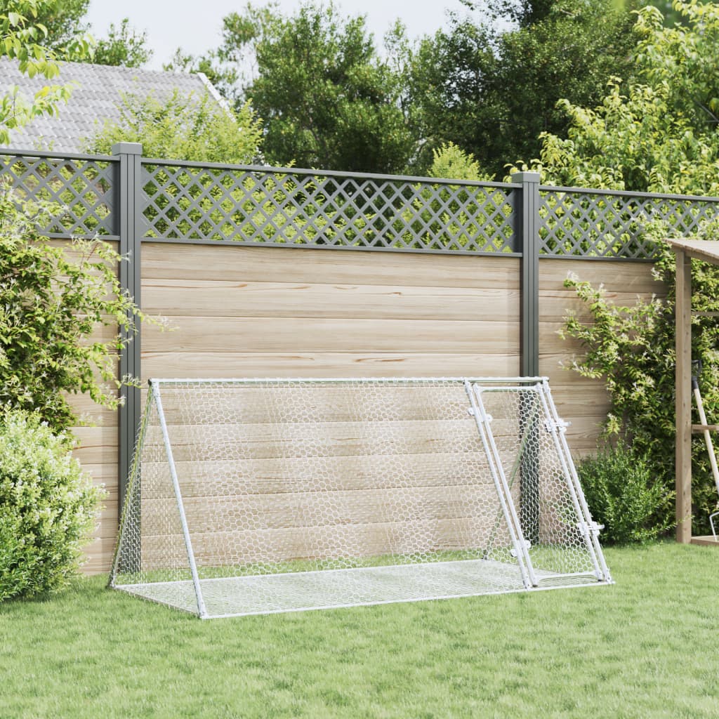 Vidaxl Rabbit Hutch 200x105x91 cm de acero galvanizado de plata de color