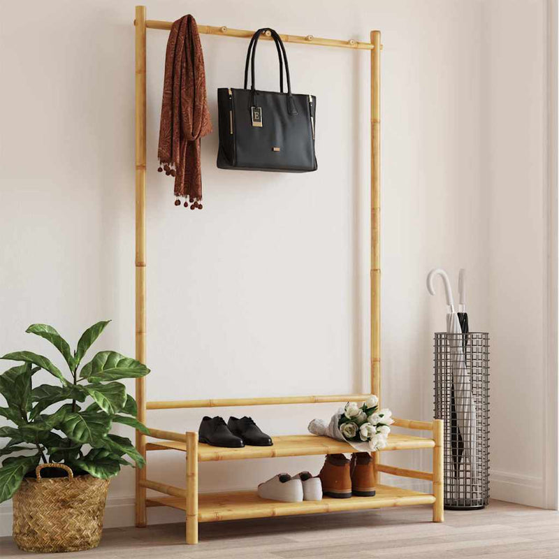 Rastrellone per vestiti Vidaxl con ripiani 103x40x183 cm bambù