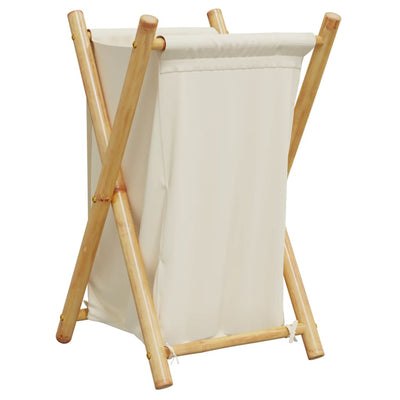 Canasta de lavandería Vidaxl 41.5x36x63.5 cm de crema de bambú blanco