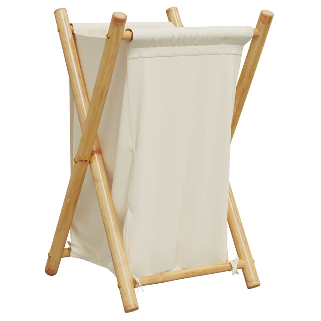 Vidaxl Laundry Basket 41.5x36x63.5 cm Crema di bambù bianco