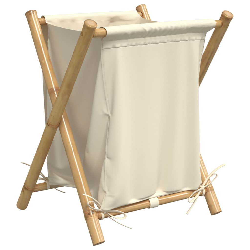 Vidaxl Laundry Basket 45x55x63.5 cm Crema di bambù bianco