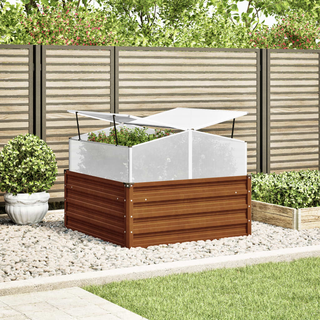 Plantador Vidaxl con acero en forma de invernadero