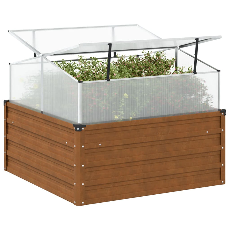 Plantador Vidaxl con acero en forma de invernadero