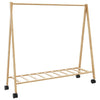Rastrello per abbigliamento Vidaxl con ripiani e ruote 106x34x106.5 cm in bambù