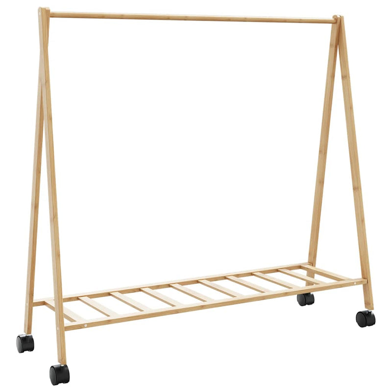 Rastrello per abbigliamento Vidaxl con ripiani e ruote 106x34x106.5 cm in bambù
