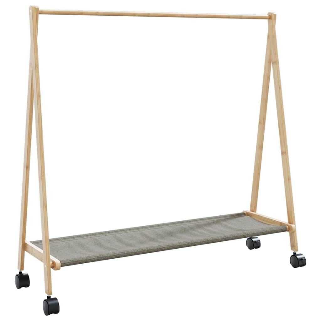 Estante de ropa Vidaxl con estantes y ruedas 106x34x106.5 cm de bambú