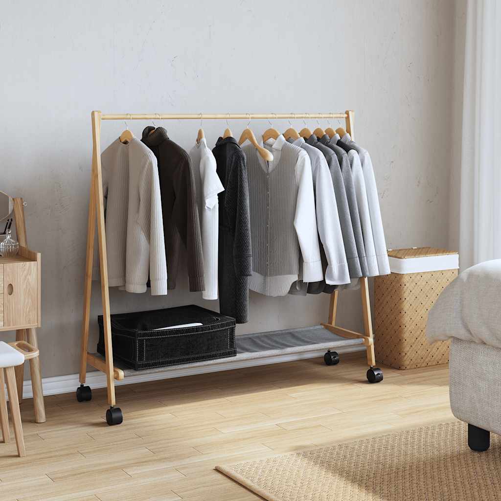 Estante de ropa Vidaxl con estantes y ruedas 106x34x106.5 cm de bambú
