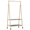 Pianto di abbigliamento Vidaxl con ripiani e ruote 96x45.5x155.5 cm in bambù