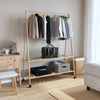Pianto di abbigliamento Vidaxl con ripiani e ruote 132x45.5x155.5 cm in bambù
