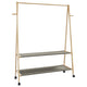 Pianto di abbigliamento Vidaxl con ripiani e ruote 132x45.5x155.5 cm in bambù