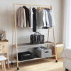 Pianto di abbigliamento Vidaxl con ripiani e ruote 132x45.5x155.5 cm in bambù