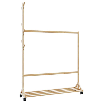 Vidaxl Relly Rack con ganchos y ruedas 100x35x157 cm de bambú