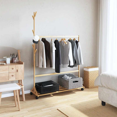 Vidaxl Relly Rack con ganchos y ruedas 100x35x157 cm de bambú