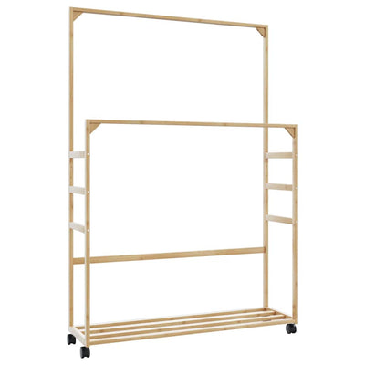Vidaxl Clothing rack with shelves and wheels 90x35x155 cm bamboo