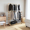 Rastrello per abbigliamento vidaxl con ripiani e ruote 90x35x155 cm bambù