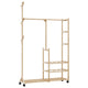 Rastrello per abbigliamento vidaxl con ripiani e ruote 100x38x175.5 cm bambù