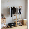 Rastrello per abbigliamento vidaxl con ripiani e ruote 100x38x175.5 cm bambù