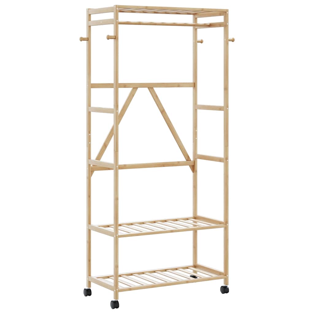 Appendiabiti Vidaxx con ripiani e ruote 90x40x179,5 cm bambù