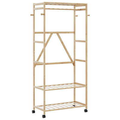 Appendiabiti Vidaxx con ripiani e ruote 90x40x179,5 cm bambù