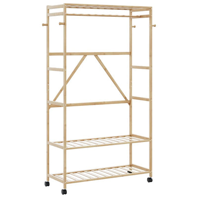 Appendiabiti Vidaxx con ripiani e ruote 110x40x180 cm bambù