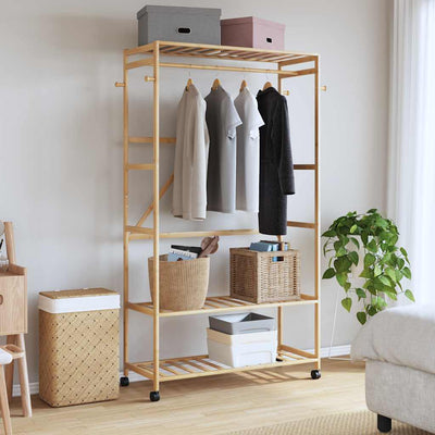 Appendiabiti Vidaxx con ripiani e ruote 110x40x180 cm bambù