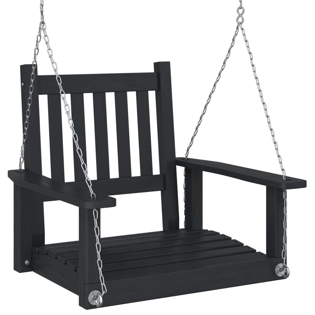 Vidaxl Garden Swing sedia con collane in metallo nero Solido Pineo
