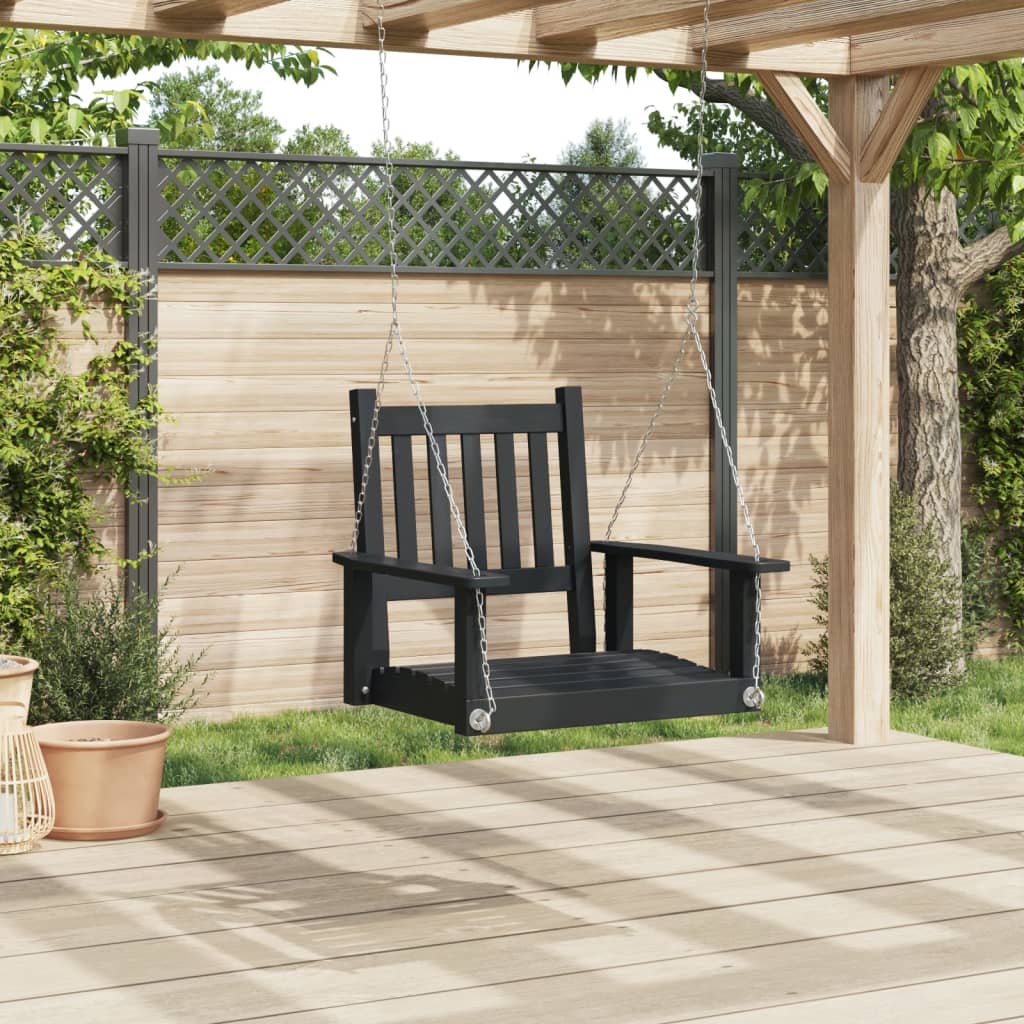 Vidaxl Garden Swing sedia con collane in metallo nero Solido Pineo