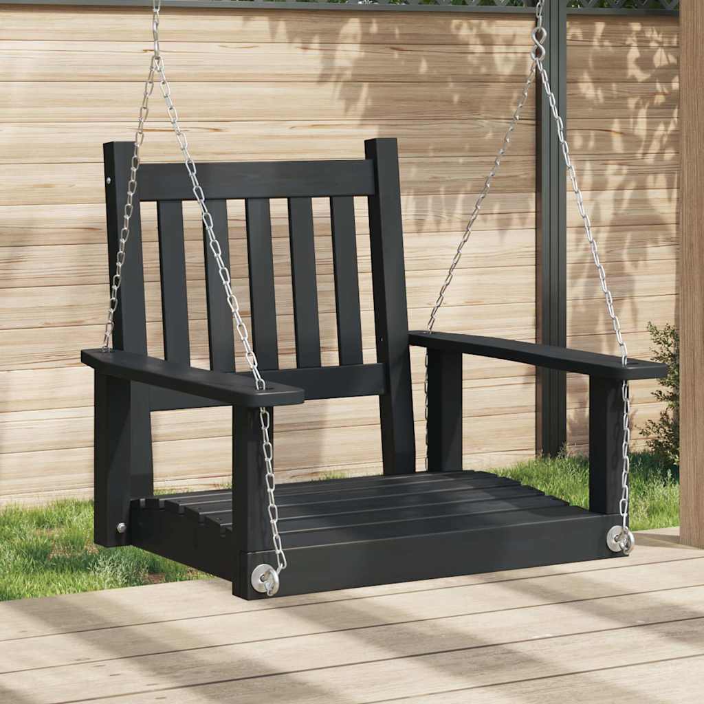 Vidaxl Garden Swing sedia con collane in metallo nero Solido Pineo