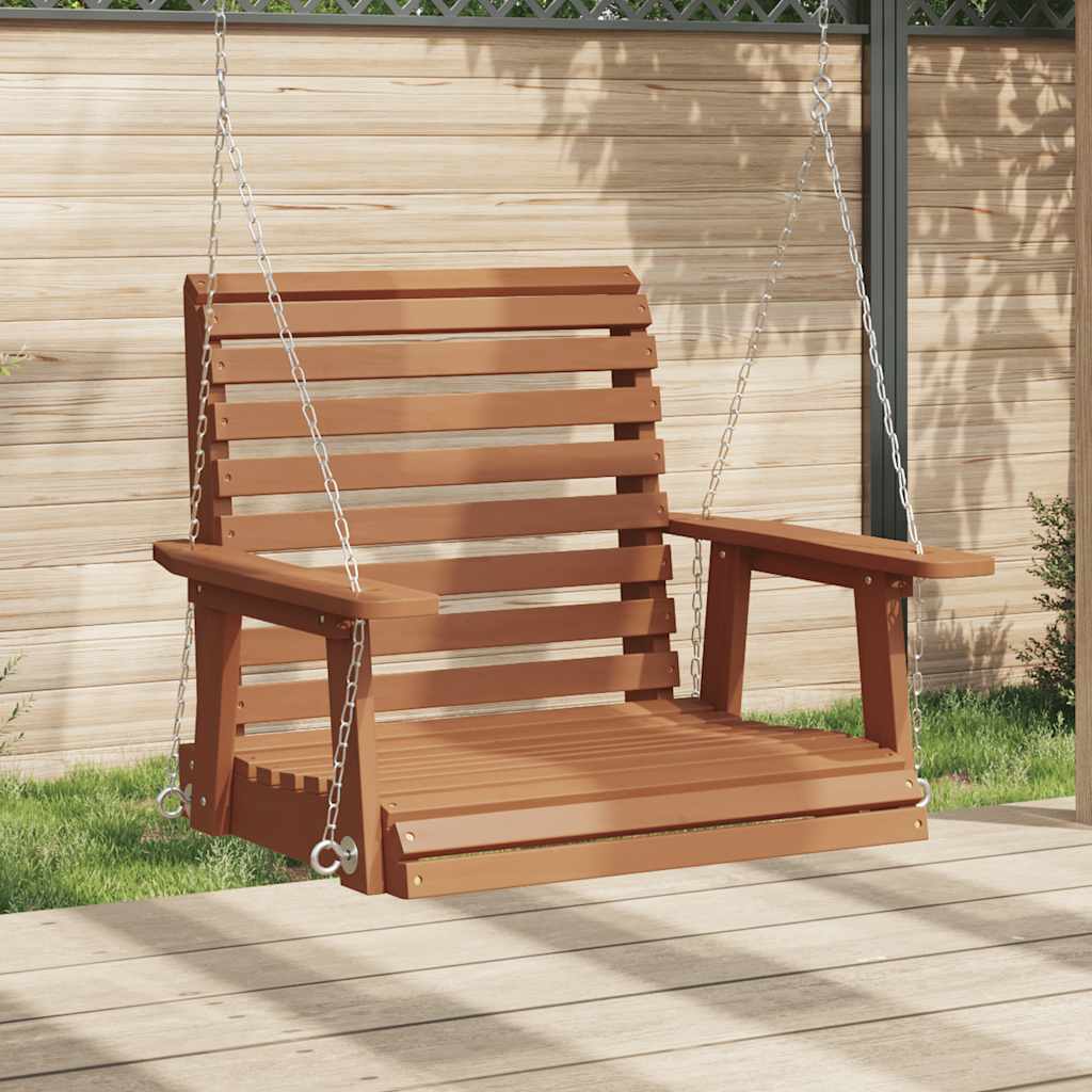 Vidaxl Garden Swing sedia con collane metalliche in pino solido marrone