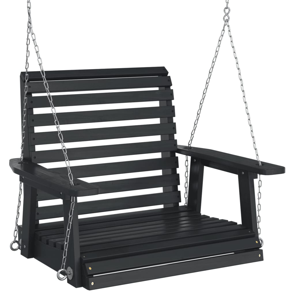 Vidaxl Garden Swing sedia con collane in metallo nero Solido Pineo