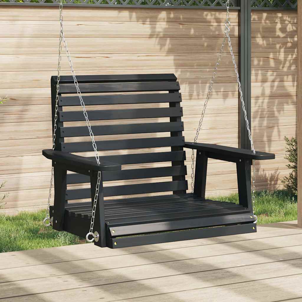 Vidaxl Garden Swing sedia con collane in metallo nero Solido Pineo
