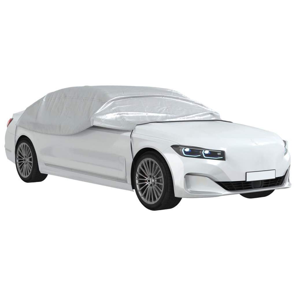 Vidaxl Autohoes Half con ganchos l Peva Silver Colored