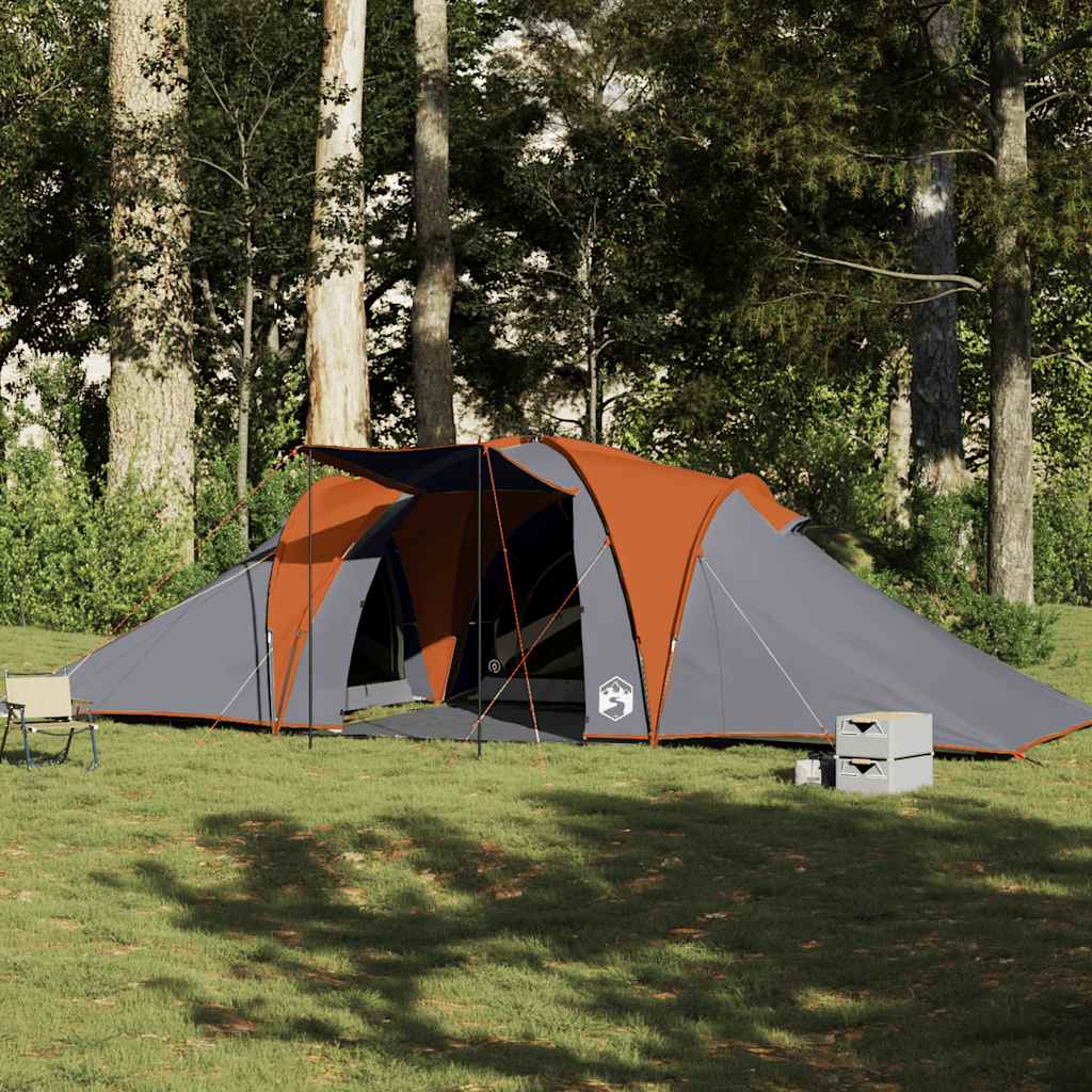 Vidaxl Dome Tent de 6 personas impermeables grises y naranja