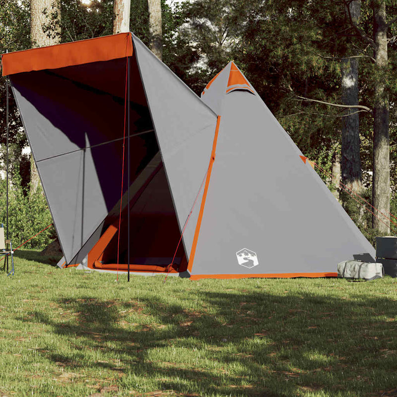 Tenda tipi Vidaxl 6 persone impermeabile grigia e arancione