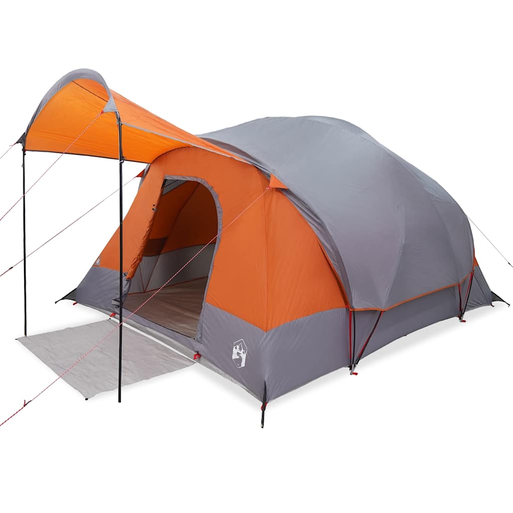 Tenda a tunnel VidaXL per 8 persone impermeabile grigia e arancione