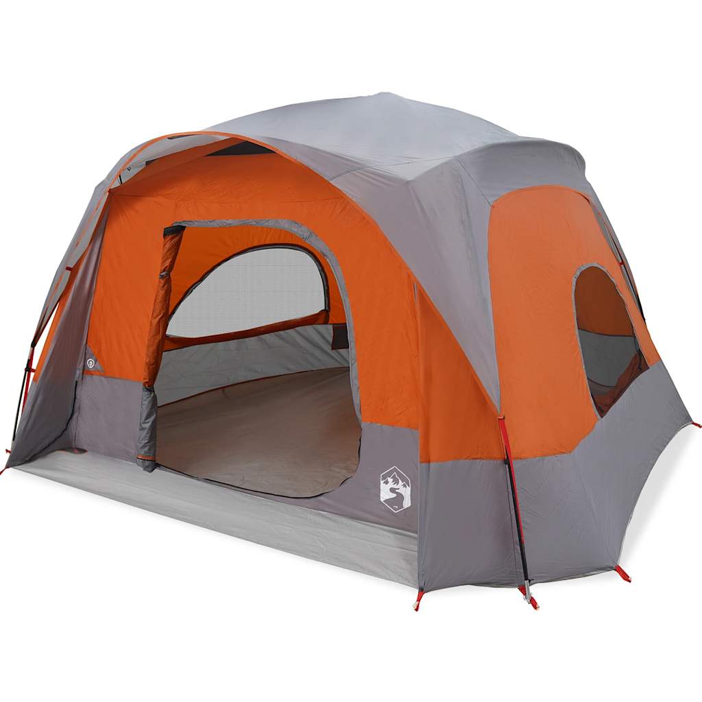 Tenda familiare VidaXL per 6 persone impermeabile grigia e arancione