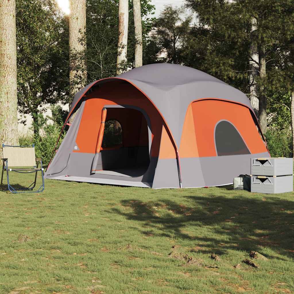Tenda familiare VidaXL per 6 persone impermeabile grigia e arancione