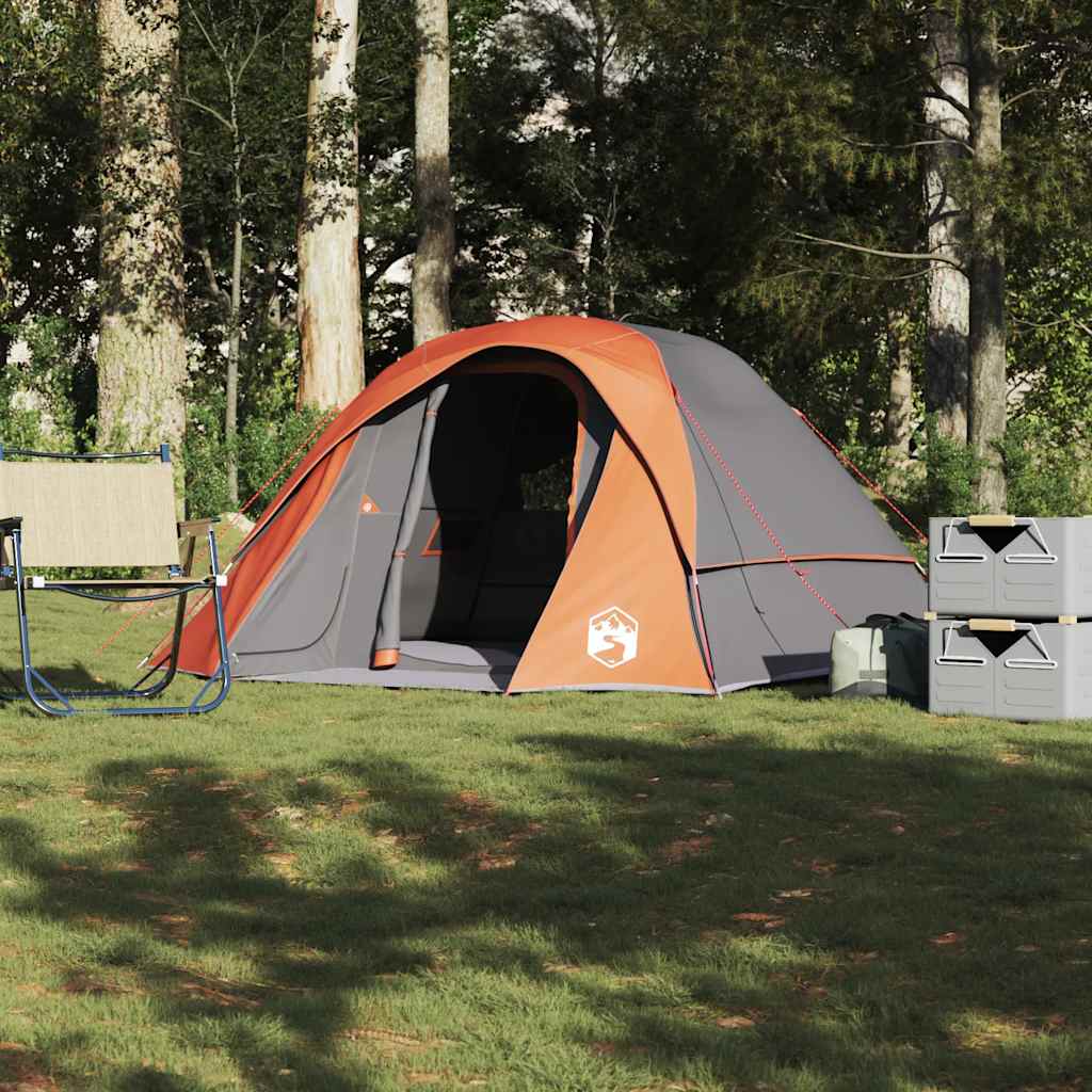 Tenda familiare VidaXL per 6 persone impermeabile grigia e arancione