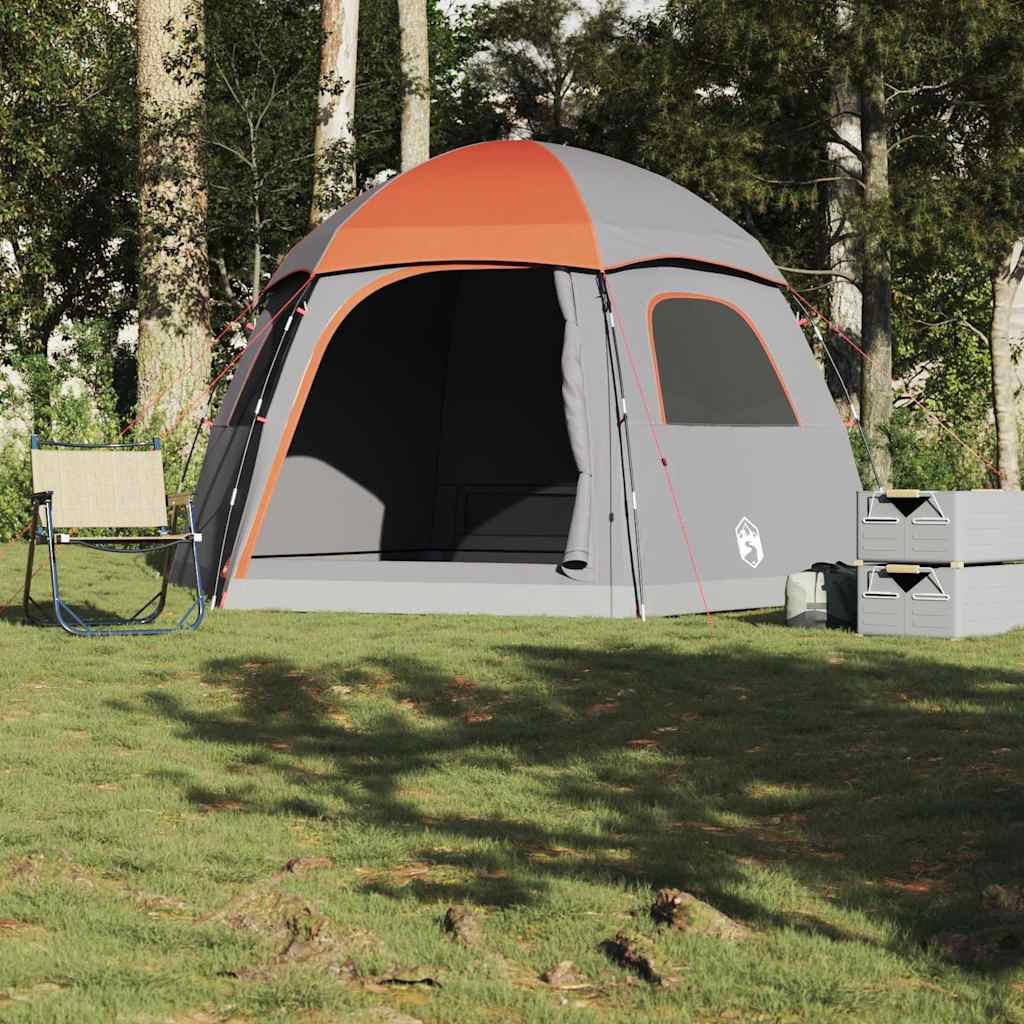 Tenda familiare Vidaxx igloo 6 persone impermeabile grigia e arancione